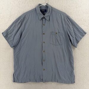 ONO‎ & Company Shirt Mens Large Blue Textured Short Sleeve Button Front Casual